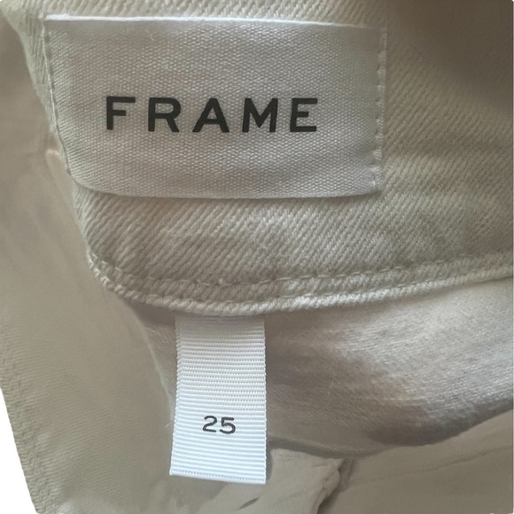 FRAME LE BRIGETTE TRIPLE TIE WAIST DENIM SHORTS IN WHITE - Picture 7 of 7